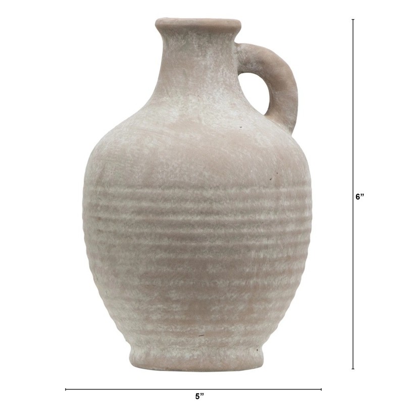 Indoor Ceramic Handled Jug, 7" Brown gallery
