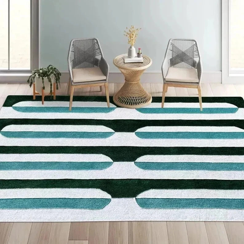 New Modern Design Checkered Hand Tufted 100% NZ Wool Handmade Area Rug & Carpet gallery