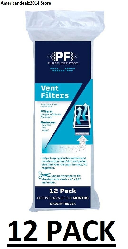 (12-Pack) Air Intake Vent Filter Fit 4 in. x 12 in. Vents Attracts Dust & Pollen gallery