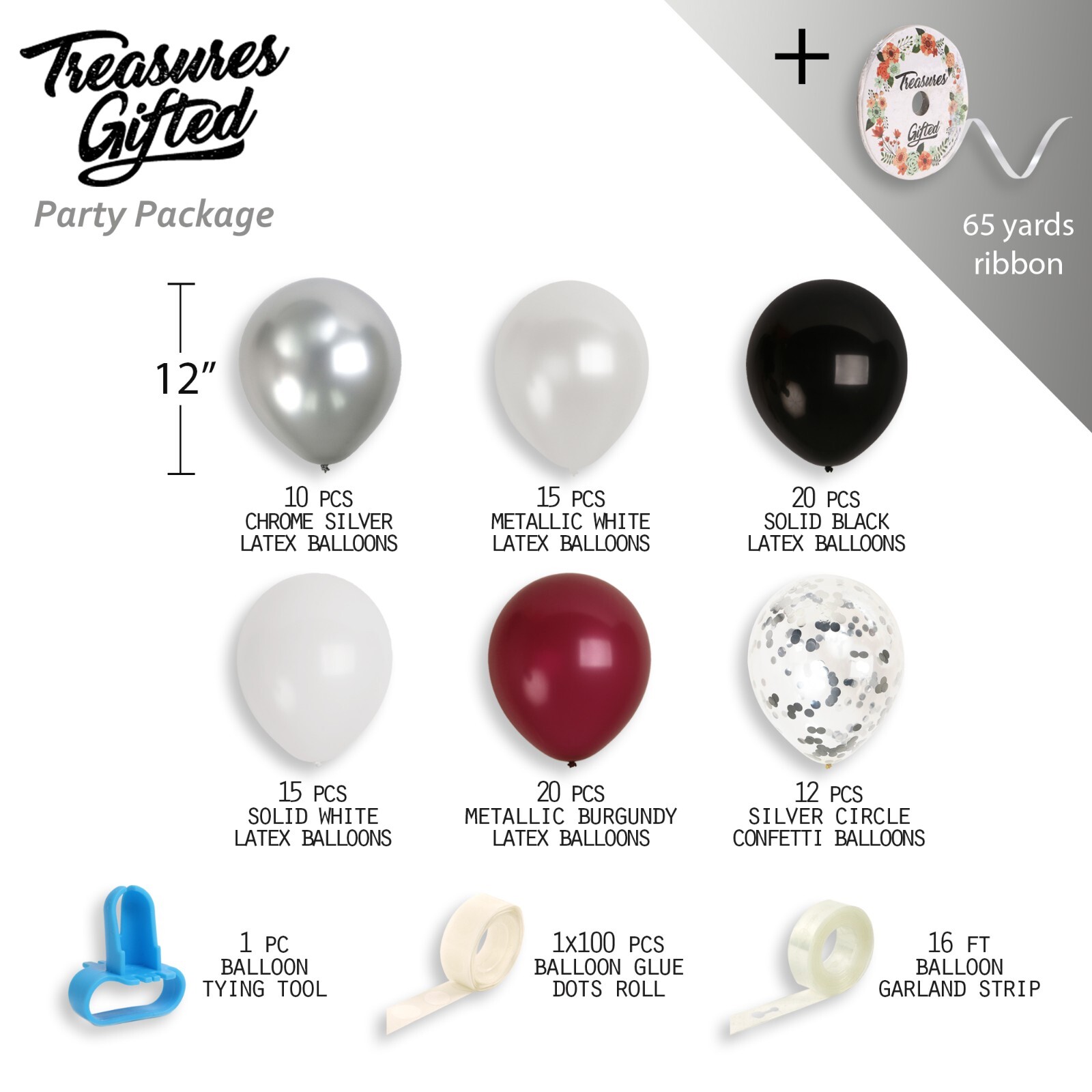 Maroon Black Balloon Garland Kit Silver White Red Balloons Arch gallery