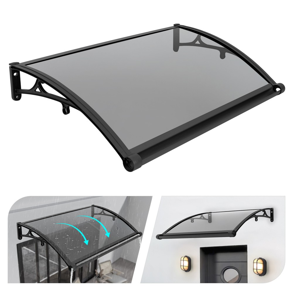 Window Awning Front Door Eaves Canopy 40"x24" Polycarbonate Roof Sun Shade Cover
