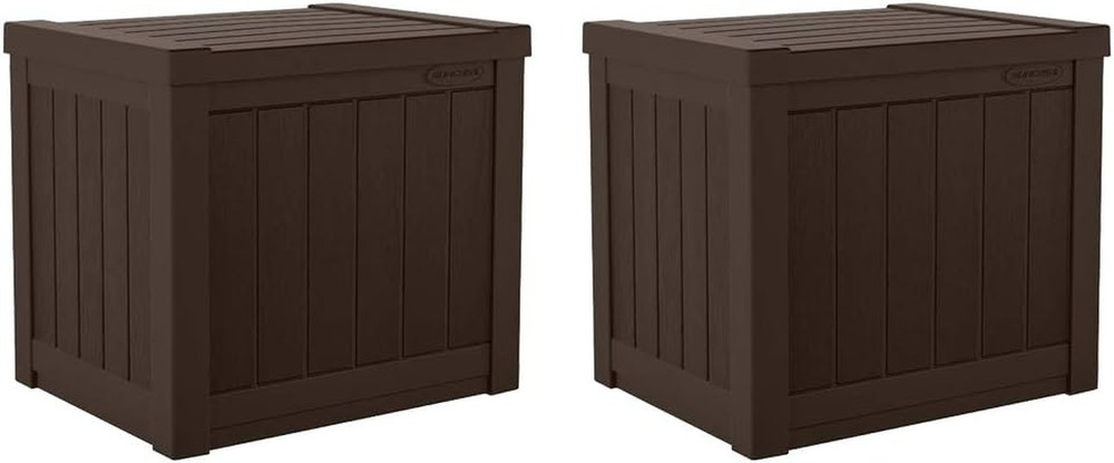 Java Brown 22-Gallon Patio Storage Deck Box - 17x22 Inch (2 Pack)
