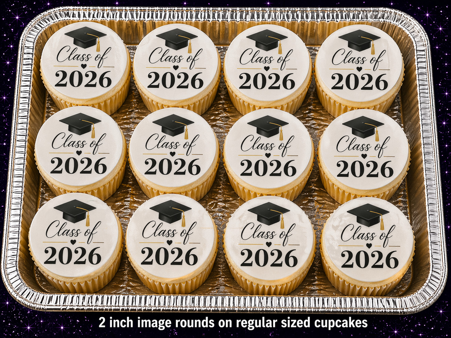 12pc 2026 Graduation Edible Image Rounds Wafer Paper – Choose Size gallery
