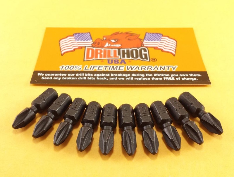 Drill Hog® #2 Phillips Insert Bit Impact 1/4 Hex #2 x 1 Lifetime Warranty 10 Pcs gallery