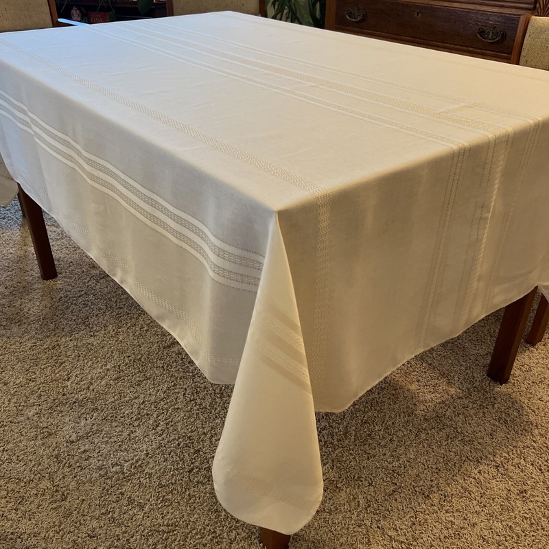 Rectangular Tablecloth Polyester Ivory 77 x 60 Inches Delicate Details gallery