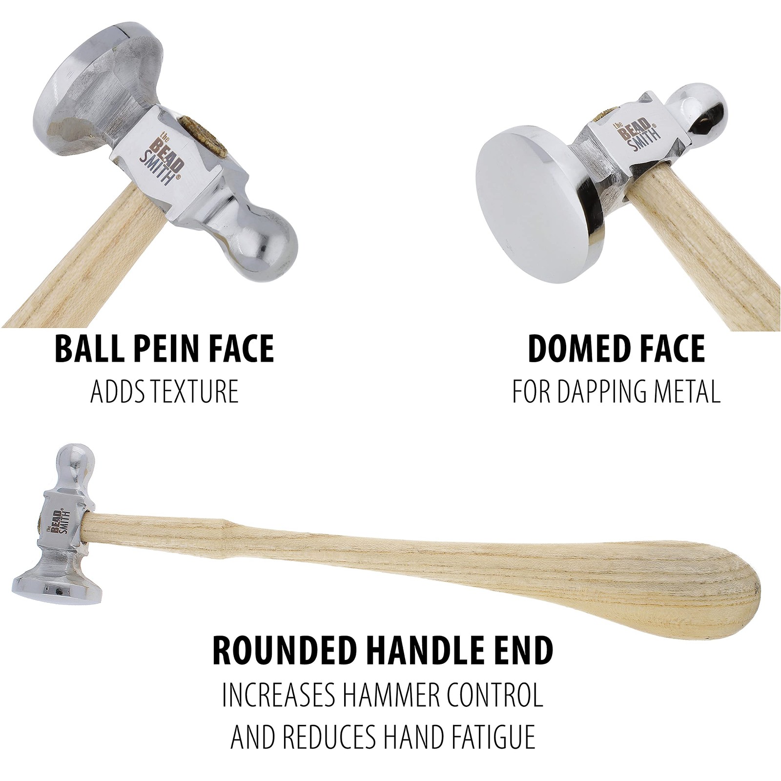Two-Sided Chasing Hammer - 10.75 Inches Wooden Handle, 2.25” Steel Head with ... gallery