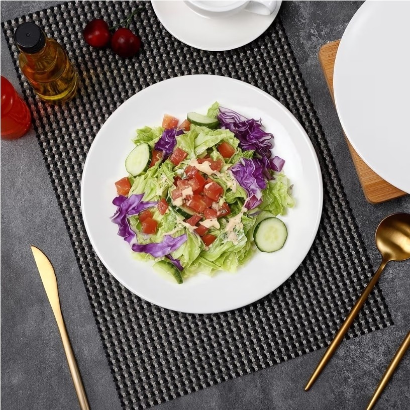 6 Piece Porcelain Dinner Plates, 10 Inch Ceramic Salad Plates, Round... gallery