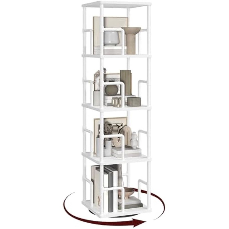 Rotating Bookshelf Corner Rack Space Saving Multi Purpose Home Office Storage US gallery