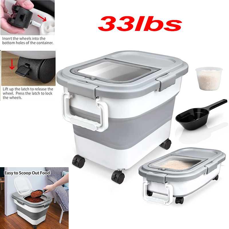 Dog Food Storage Container Collapsible Food Storage Containers w/ Wheels & Scoop gallery