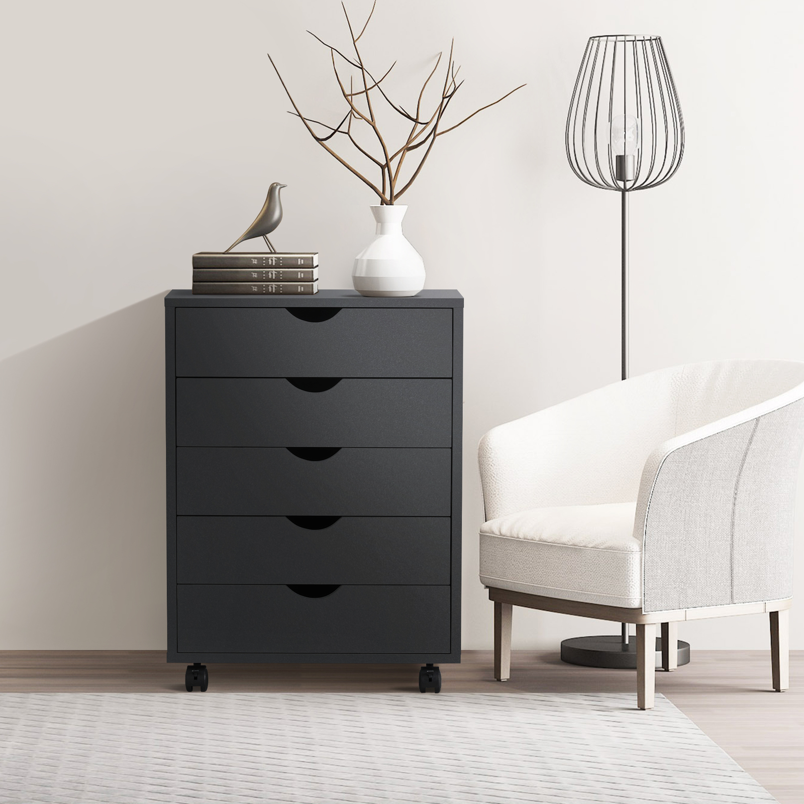Mobile File Storage Cabinet with 5 Drawers, Under Desk Dresser with Wheels gallery