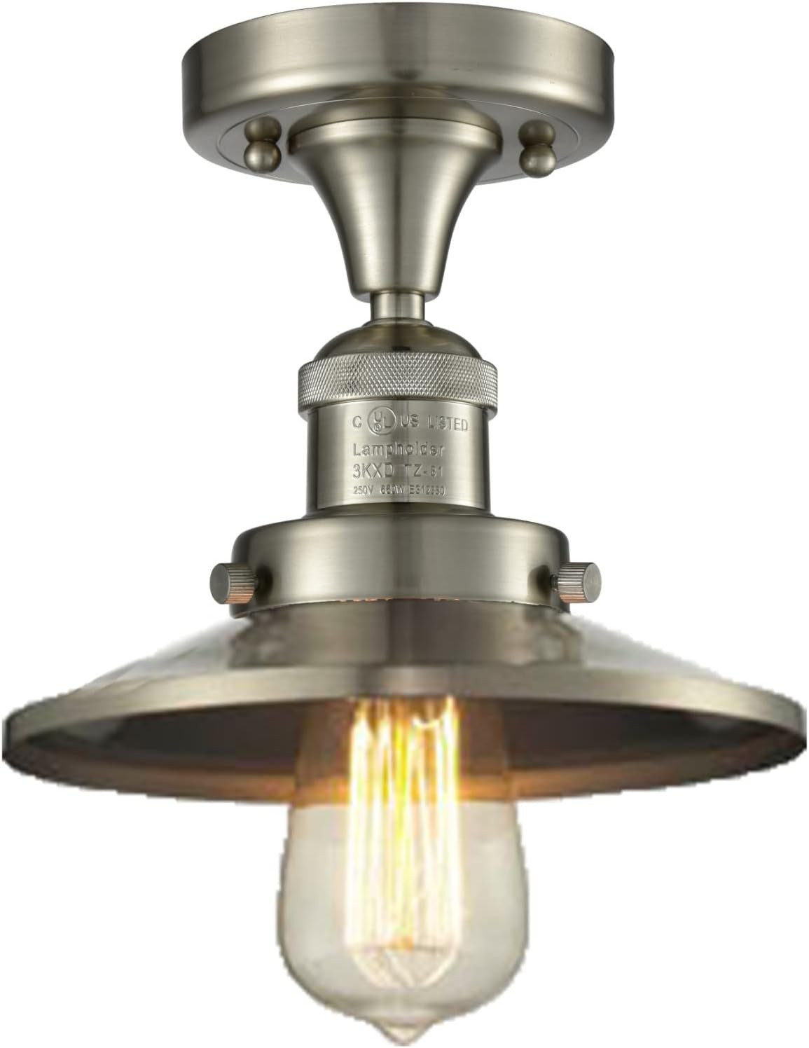 Brushed Satin Nickel 1-Light Semi-Flush Mount Ceiling Light Fixture gallery