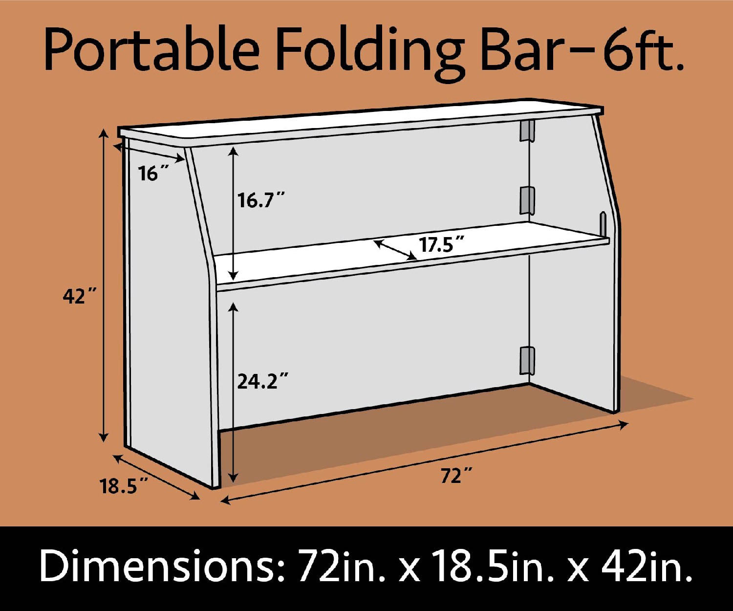 Portable Serving Table 6ft Wide Driftwood Folding Bar Outdoor Party Event gallery