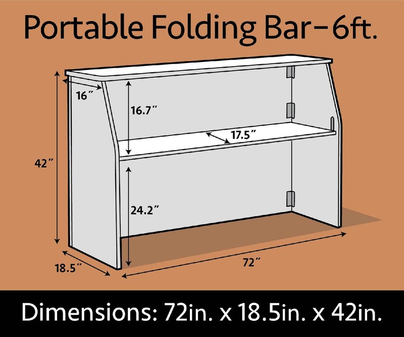 Portable Serving Table 6ft Wide Driftwood Folding Bar Outdoor Party Event gallery