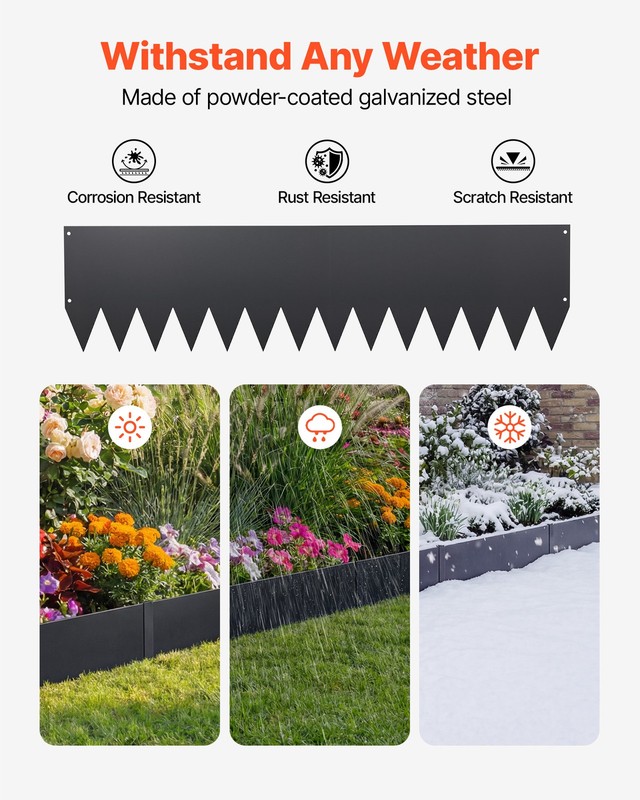 VEVOR Galvanized Steel Landscape Edging 40 x 10 in Metal Garden Edging 6pcs gallery