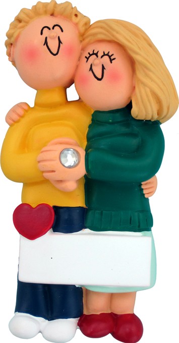 Engaged Couple Both Blonde Personalized Christmas Tree Ornament gallery