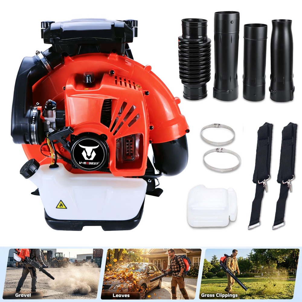 Backpack Leaf Blower Gas Powered Snow Blower 907CFM 246MPH 75.6CC 2-Stroke 4.7HP