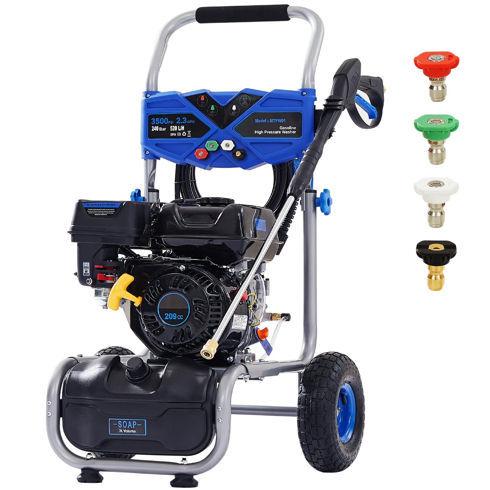 Efurden Gas Powered Washer Gas Pressure Washer 3500 PSI 2.3 GPM 209cc 4 Nozzles gallery