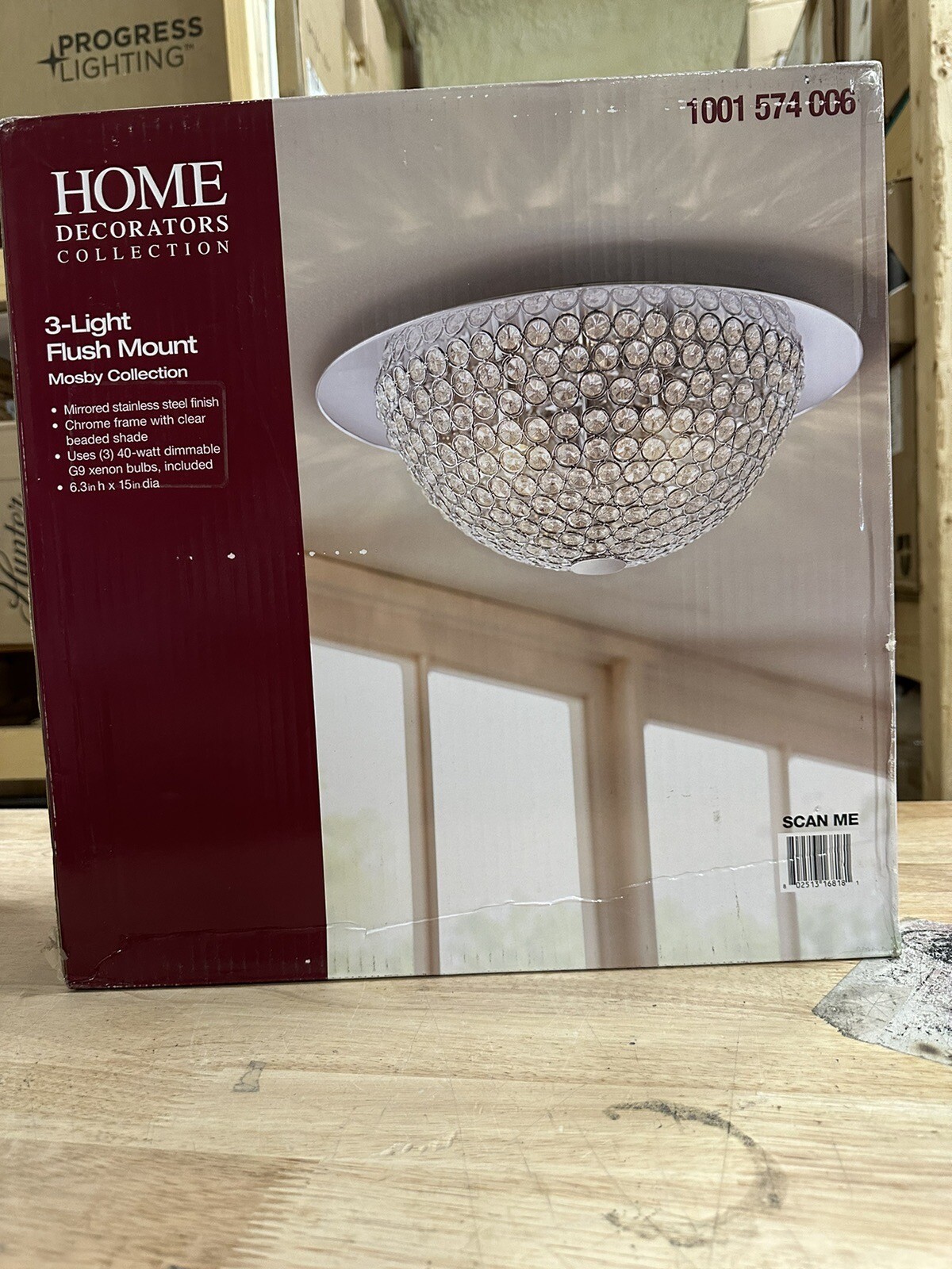 HDC Mosby 15 in. 3-Light Mirrored Stainless Steel Flush Mount gallery