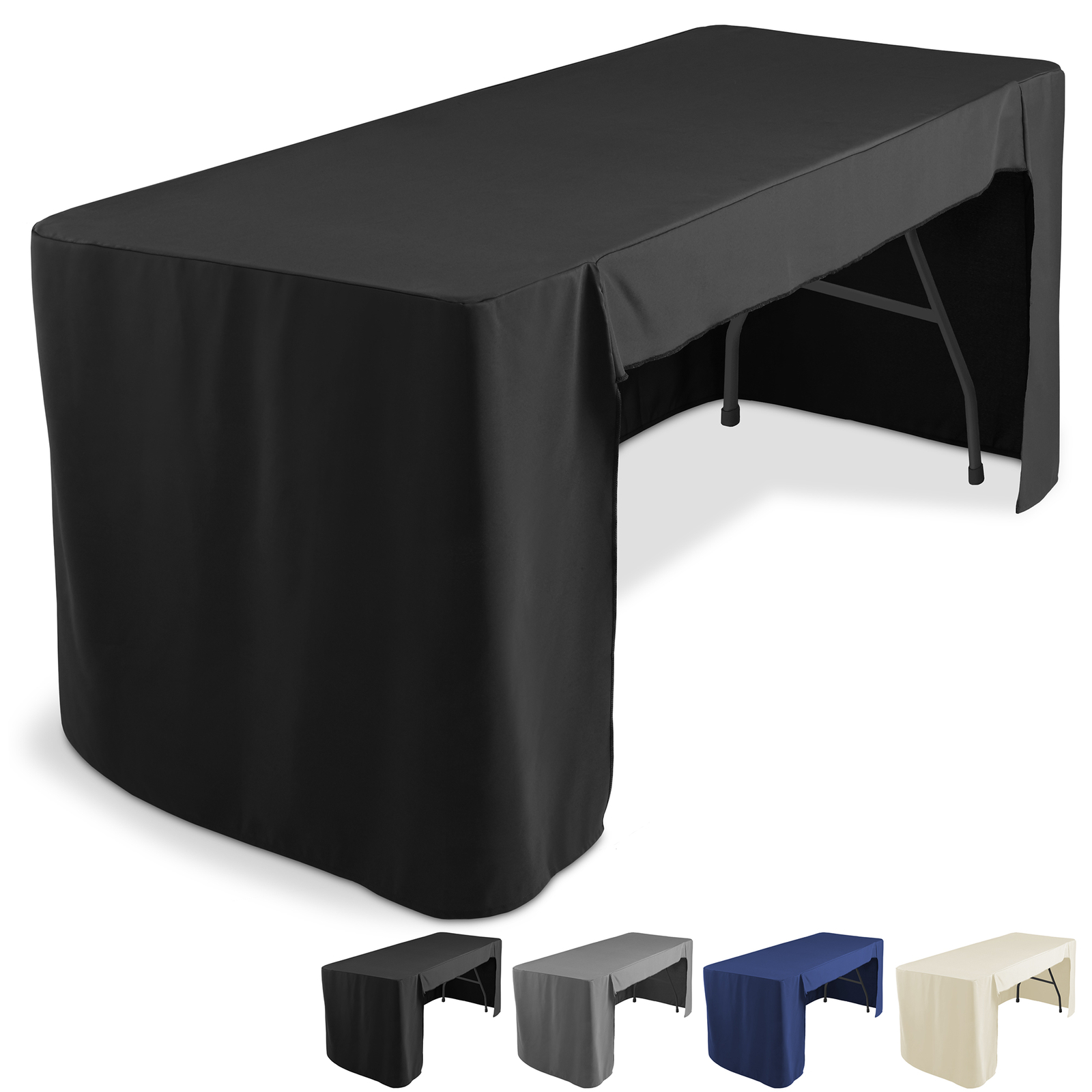 6' Fitted Tablecloth Cover with Open Back for Trade Show/Banquet/DJ Table gallery