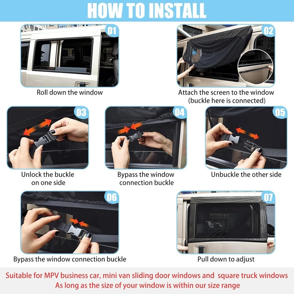 Car Window Screen Shade for MPV Minivan 2 Pack for Sliding Door gallery