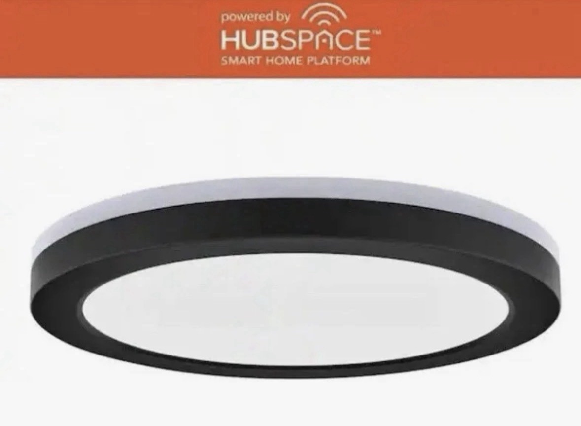 COMMERCIAL ELECTRIC 12" HUBSPACE SMART CCT RGB SELECTABLE LED FLUSH MOUNT BLACK gallery