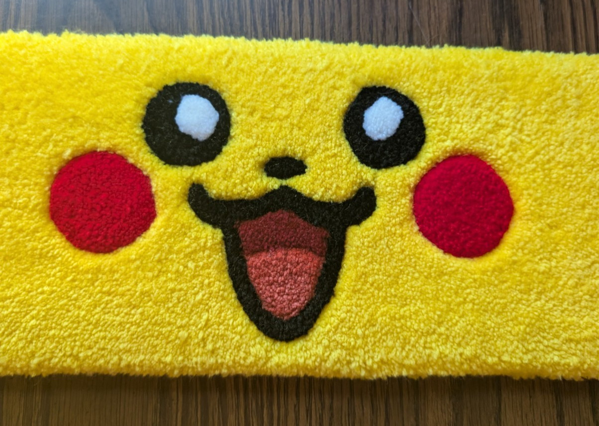 Handmade Tufted Keyboard Mat Wrist Rest – Yellow Monster Face Design 19"x7"in gallery