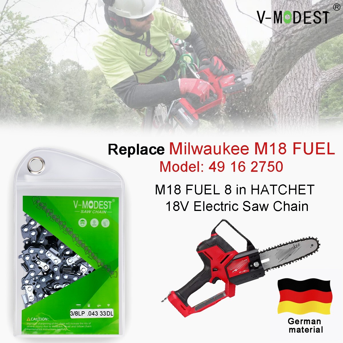 5 PACK Replace Milwaukee HATCHET M18 FUEL 8" Chain Saw Chain 3/8"LP .043" 33DL gallery