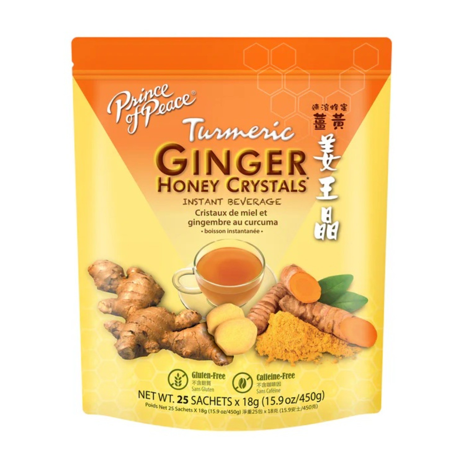Turmeric Ginger Tea Instant Ginger Honey Crystals, 25 Sachets -Prince of Peace gallery