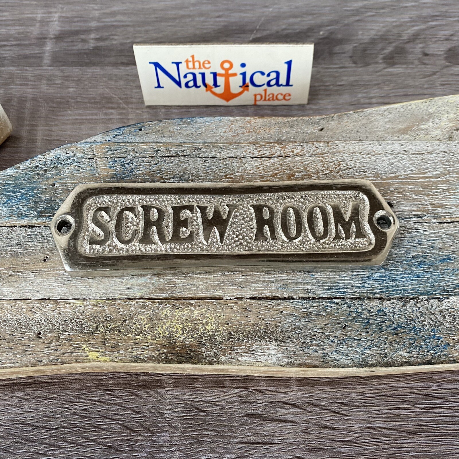 "Screw Room" Door Sign - Silver Finish - Nautical Wall Decor - Boat Ship Cabin gallery
