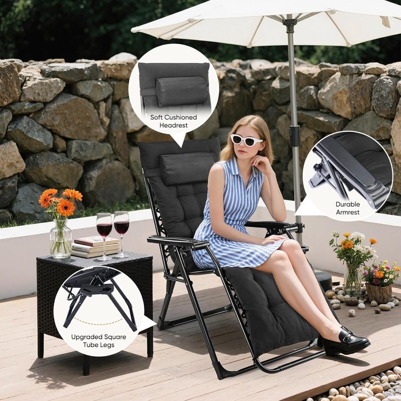 Zero Gravity Chair Reclining Lounge Chair w/ Removable Cushion Indoor & Outdoor gallery
