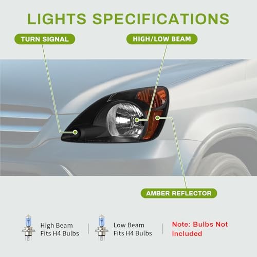 Headlight Assembly Compatible with 02 03 OE - Black/Amber/Clear Fit 02-04 CR-V gallery