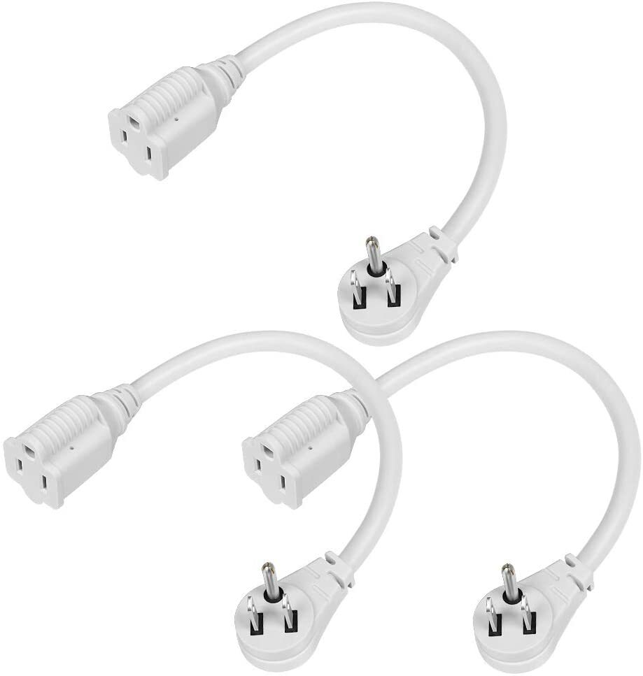 DEWENWILS 3 Pack Short Flat Plug Extension Cord 1 Foot 14 Gauge Heavy Duty White gallery