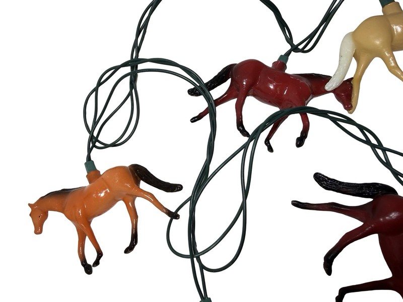 Plastic Horse Blow Mold Light String Western Strand 10 Horses Christmas Vintage gallery
