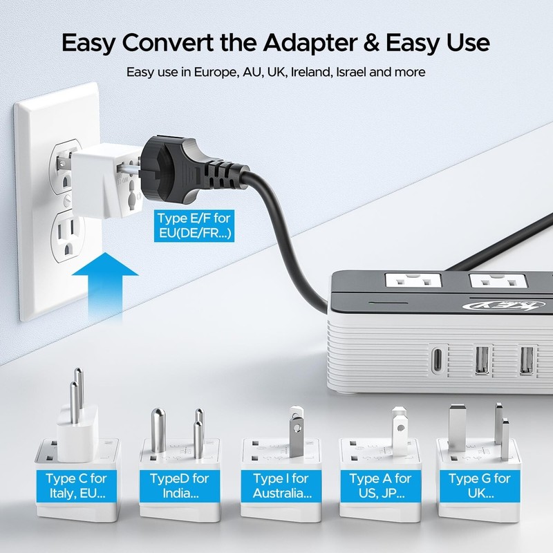 220V to 110V Step Down Voltage Converter 2-Outlet 4 USB Travel Adapter Converter gallery