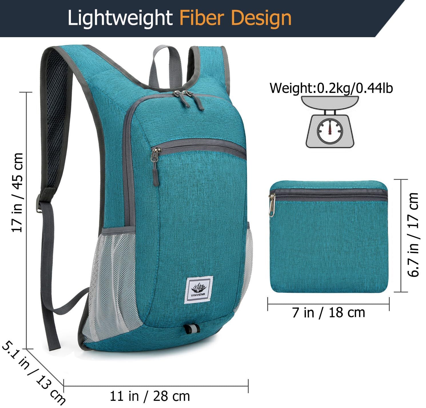 15L Small Daypack Hiking Backpack Packable Lightweight Travel Foldable Bag 2