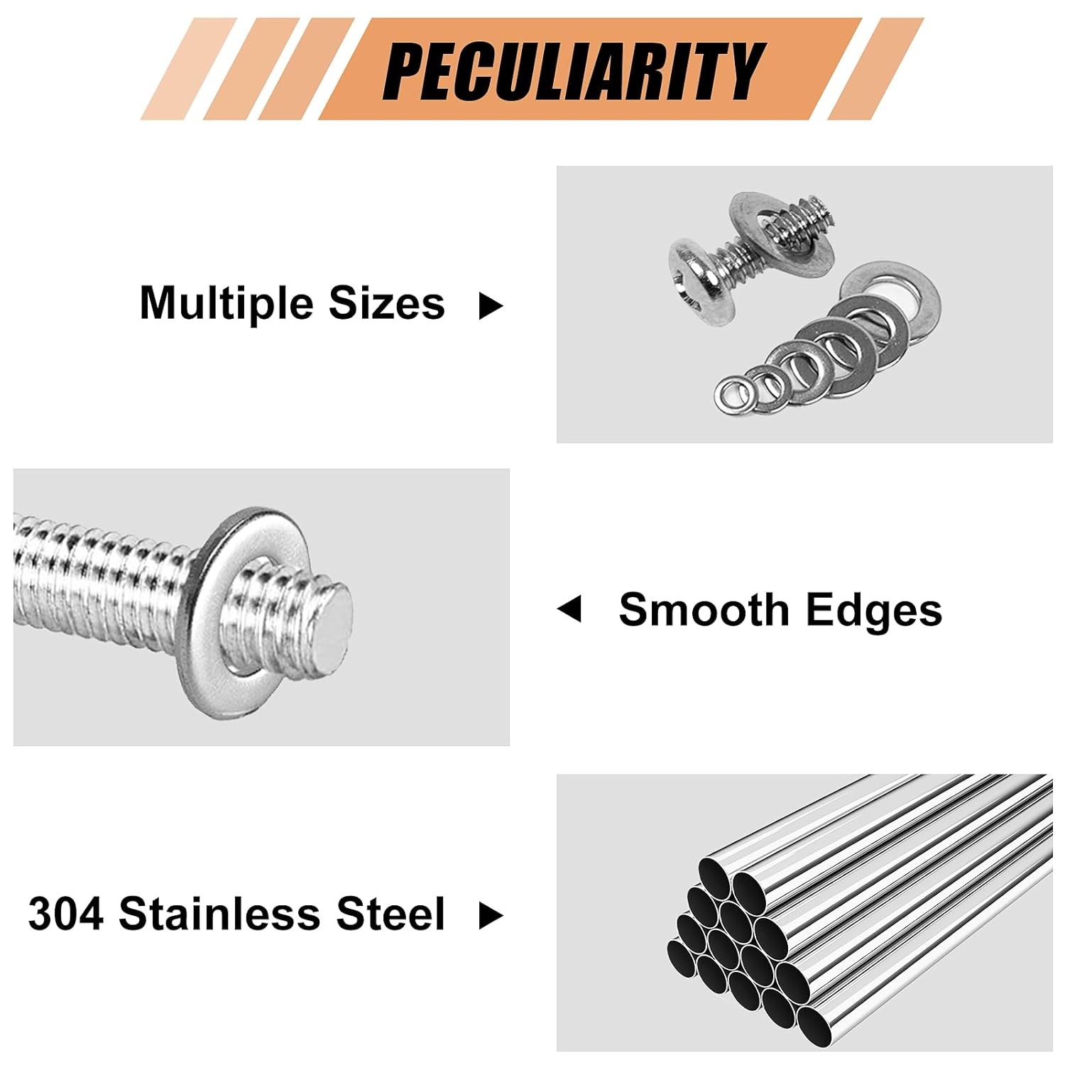 900 Pcs Stainless Steel Flat Washers for Screws, 304 9 Sizes 900 gallery