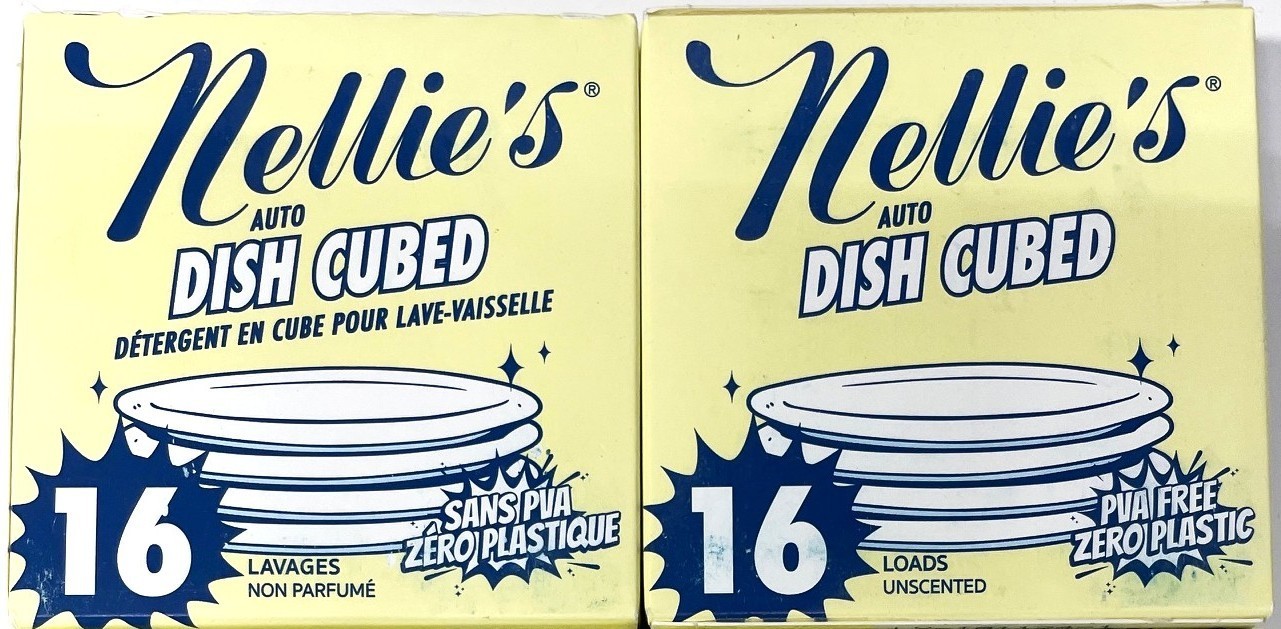 Nellie's Auto Dish Cubed Dishwasher Cubes, Unscented, 2 packs 32 Loads total gallery
