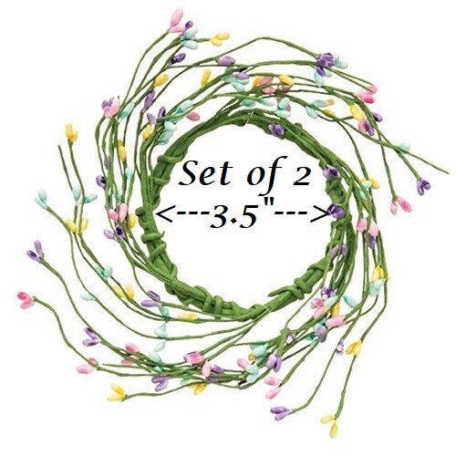 NEW PRIMITIVE FARMHOUSE Berry Candle Rings PASTEL 2 PC SPRING SUMMER 3.5" Rustic gallery