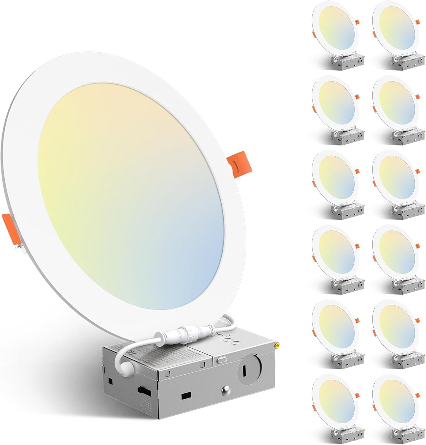 12 Pack 8" Dimmable Ultra-Thin LED Recessed Lights, 5CCT, 1600LM gallery