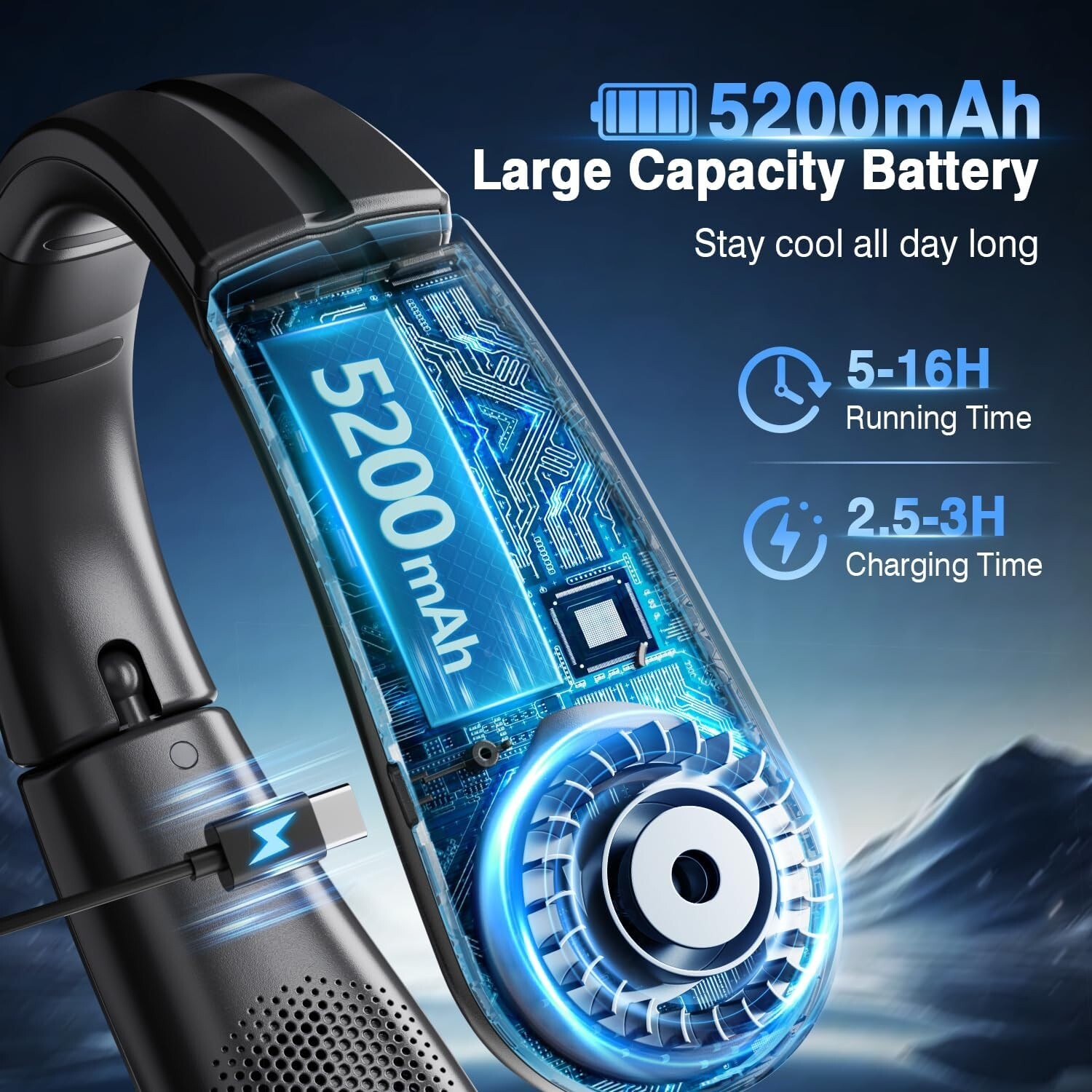 Chillgo Bladeless Neck Fan - 5200Mah Personal Portable Fan - Neck Air Conditione gallery