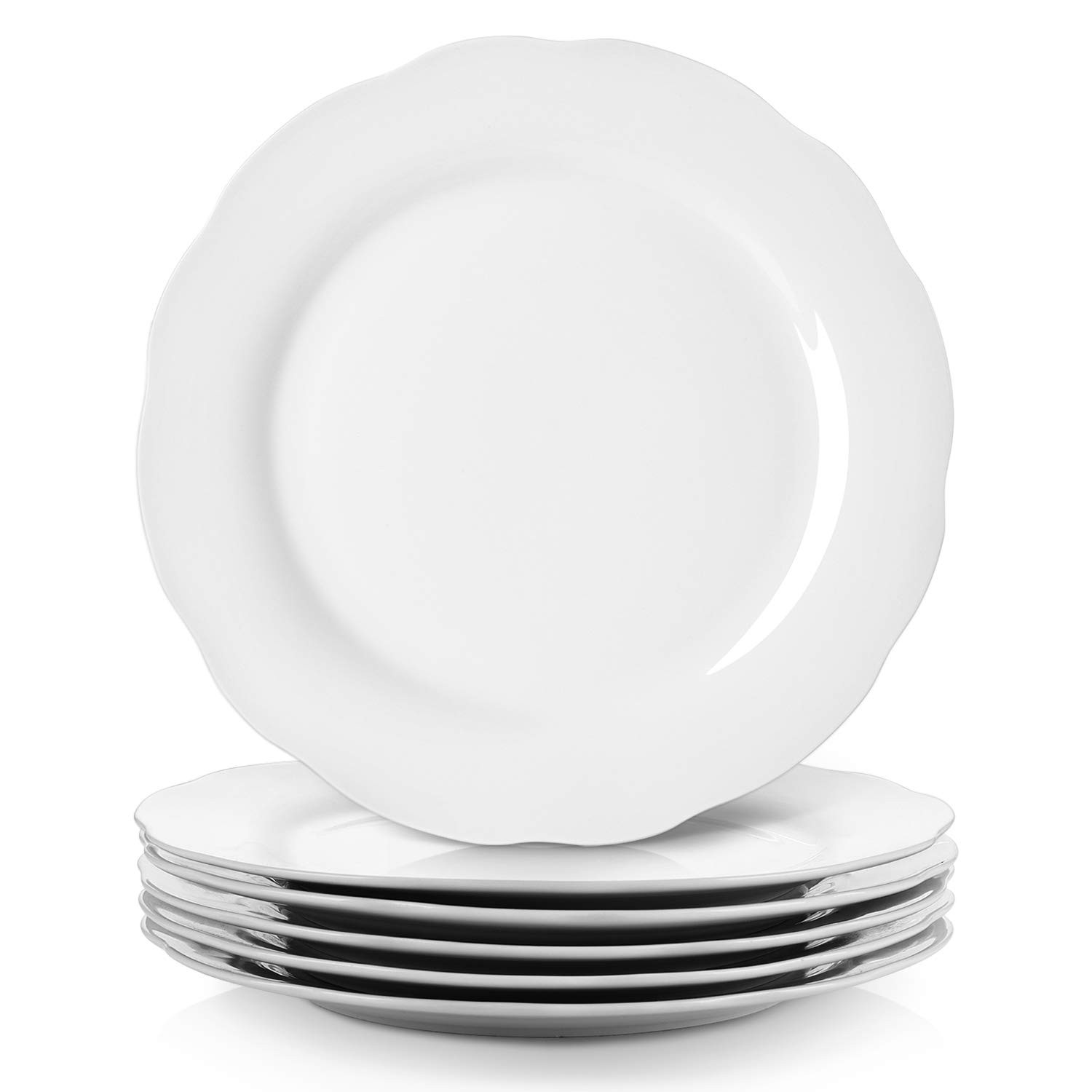 Ceramic Dinner Plates, 10.6 Inch Porcelain Scalloped Plates, Off-White Servin... gallery