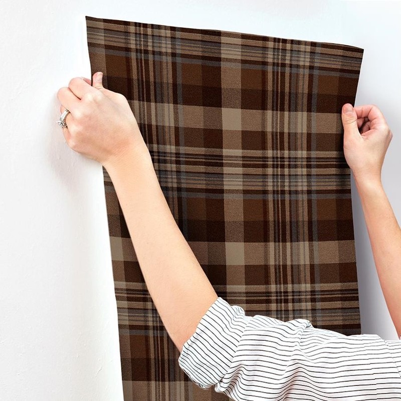 Wallpaper Dutton Plaid Rust with Blue, 56 Sq Ft Blots gallery
