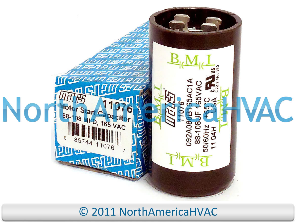 Motor Start Capacitor 88-108 MFD 165 VAC Fits York Coleman 1497-086 1497-0861 gallery
