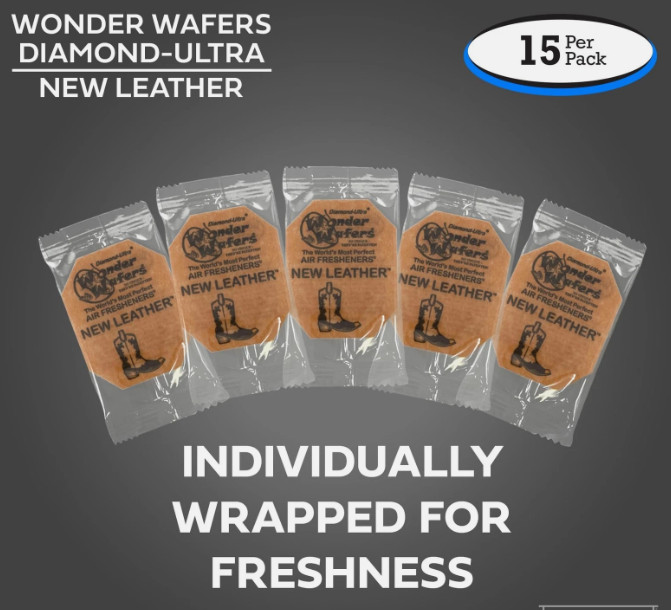 Wonder Wafers 15 CT Individually Wrapped New Leather Air Fresheners gallery