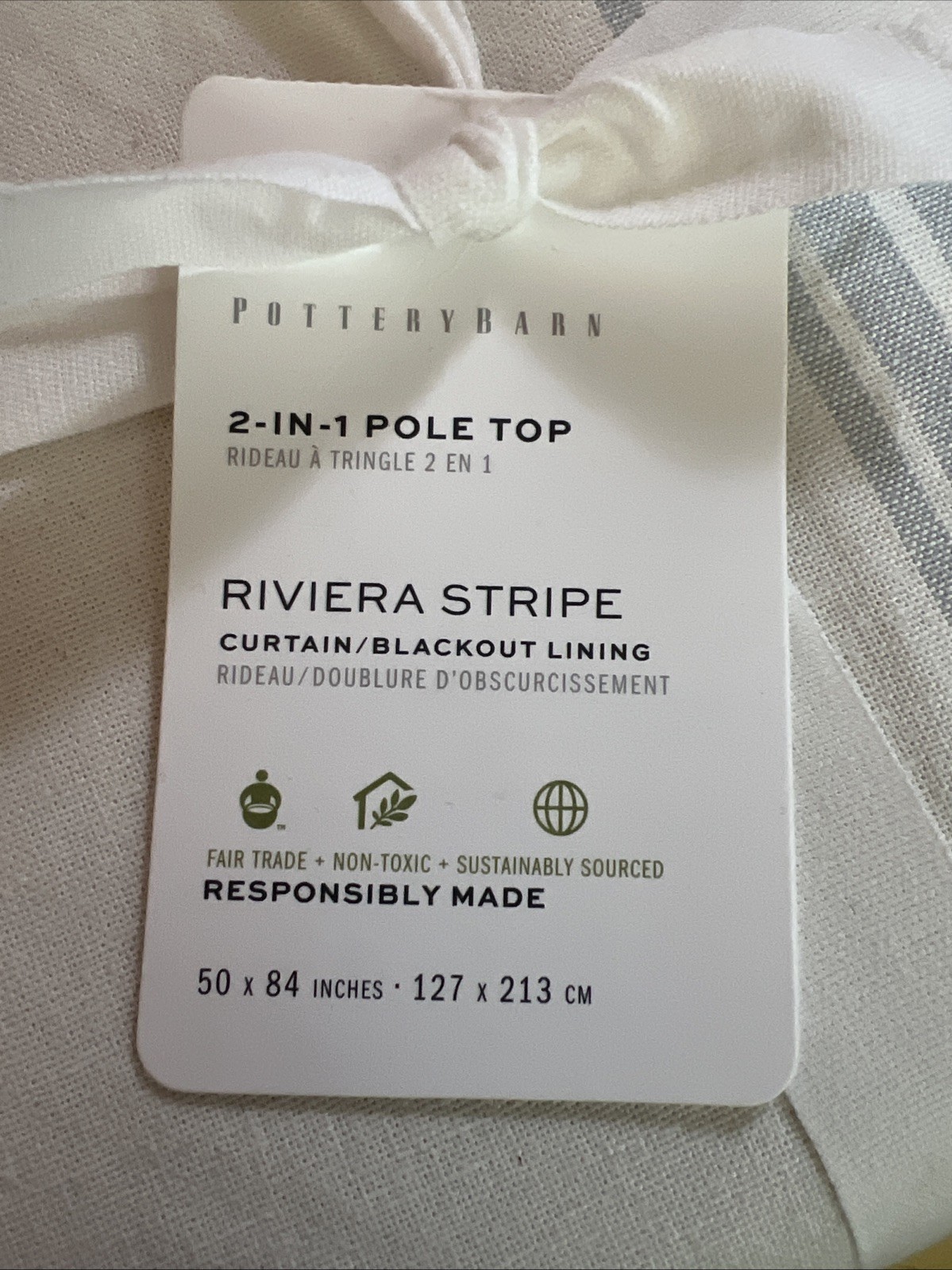 Pottery Barn Riviera Striped Linen Blackout Curtain _50x84_Porcelain Blue_NWT_TE gallery