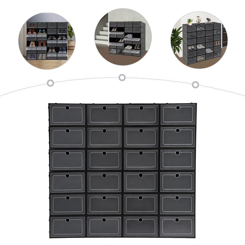 24 Pack Shoe Storage Boxes, Stackable Shoe Boxes, Shoe Storage Organizer NEW gallery