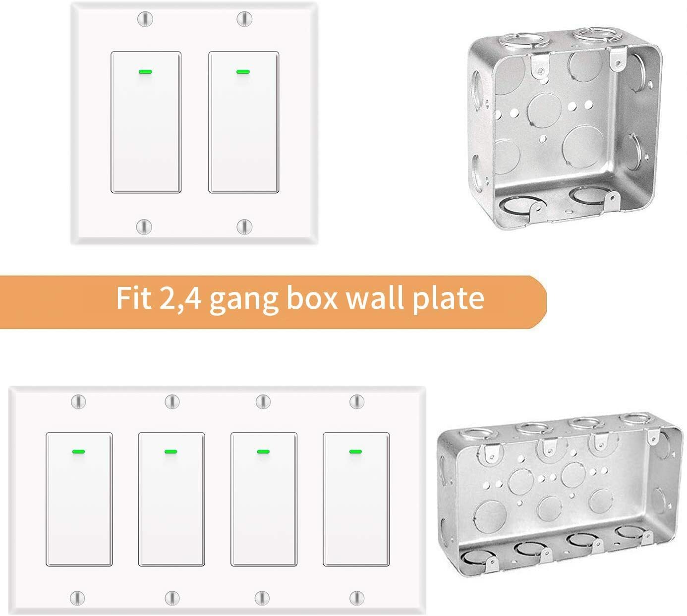 Smart Light Switch 2gang, Works with Alexa &Google Assistant, White 4pack gallery