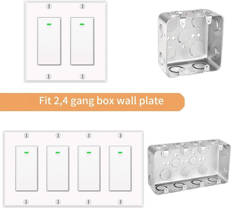 Smart Light Switch 2gang, Works with Alexa &Google Assistant, White 4pack gallery