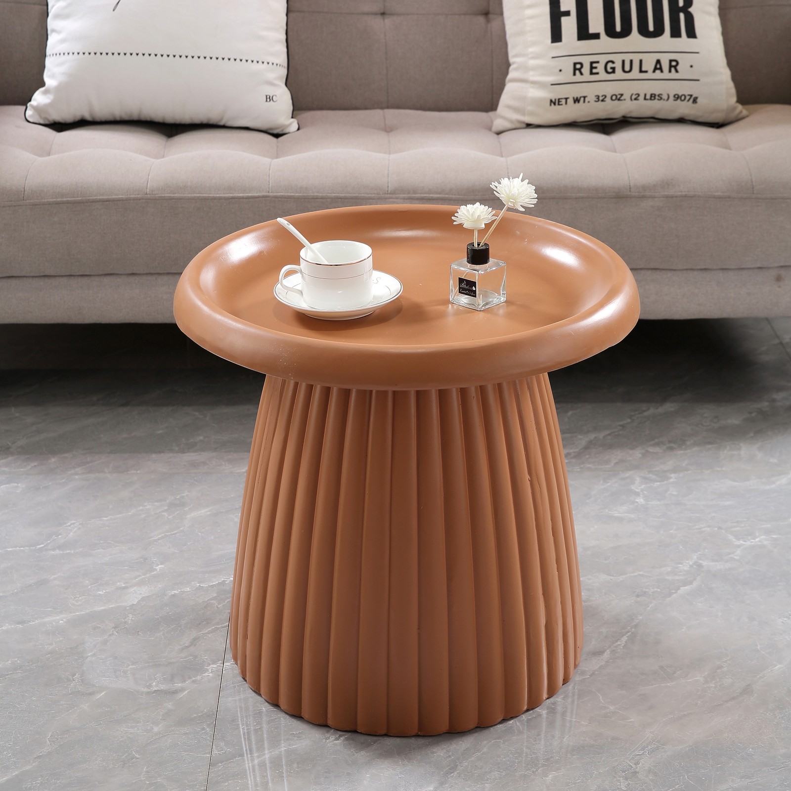 Magnesium Oxide Accent Table 19.69" Round Light Coffee Outdoor gallery