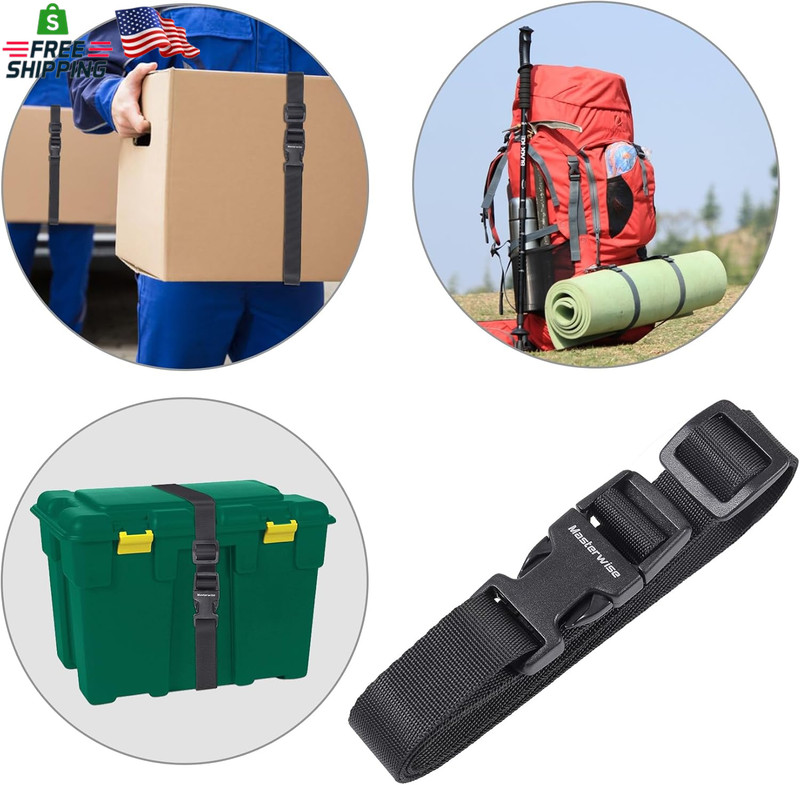 Buckle Straps with Clips, Adjustable Nylon Straps with Buckle, Black 4 Pack (4‘X gallery